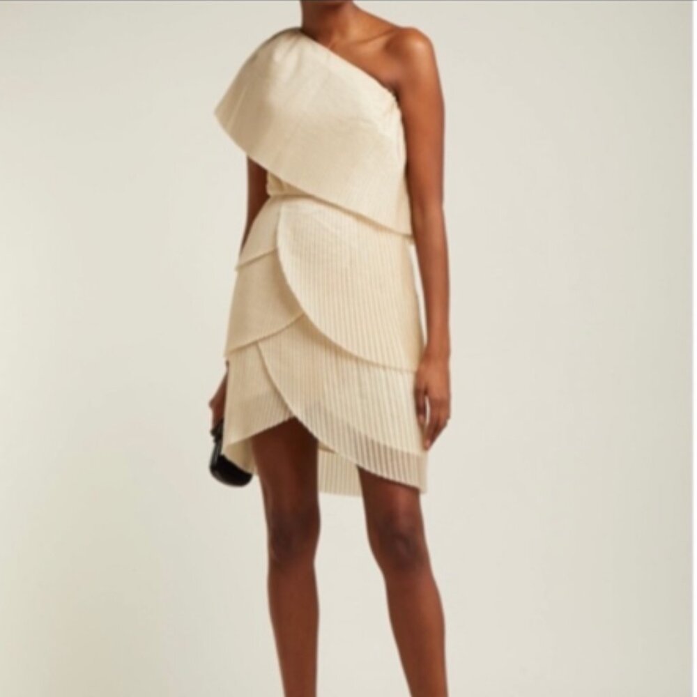 One-Shoulder Champagne Cocktail Dress